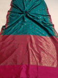 Rama Green Banarasi Handloom Soft Silk Saree - Aura Benaras