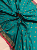 Rama Green Banarasi Handloom Soft Silk Saree - Aura Benaras