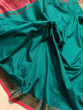 Rama Green Banarasi Handloom Soft Silk Saree - Aura Benaras