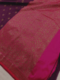 Wine Banarasi Handloom Soft Silk Saree - Aura Benaras