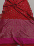 Red Banarasi Handloom Soft Silk Saree - Aura Benaras