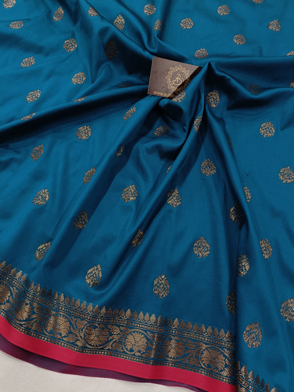 Blue Banarasi Handloom Soft Silk Saree - Aura Benaras