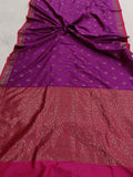 Purple Banarasi Handloom Soft Silk Saree - Aura Benaras