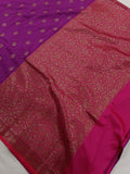 Purple Banarasi Handloom Soft Silk Saree - Aura Benaras