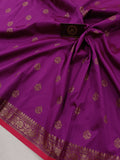 Purple Banarasi Handloom Soft Silk Saree - Aura Benaras