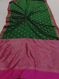 Bottel Green Banarasi Handloom Soft Silk Saree - Aura Benaras