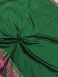 Bottel Green Banarasi Handloom Soft Silk Saree - Aura Benaras