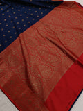 Dark Grey Banarasi Handloom Soft Silk Saree - Aura Benaras