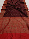 Brown Banarasi Handloom Soft Silk Saree - Aura Benaras