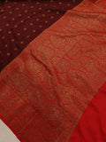 Brown Banarasi Handloom Soft Silk Saree - Aura Benaras