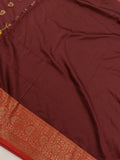 Brown Banarasi Handloom Soft Silk Saree - Aura Benaras