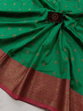 Sea Green Banarasi Handloom Soft Silk Saree