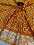 Orange Banarasi Handloom Satin Silk Saree - Aura Benaras