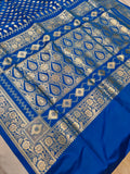 Blue Banarasi Handloom Satin Silk Saree - Aura Benaras