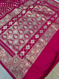 Rani Pink Banarasi Handloom Satin SIlk Saree - Aura Benaras