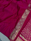 Rani Pink Banarasi Handloom Satin SIlk Saree - Aura Benaras