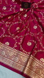 Rani Pink Banarasi Handloom Satin SIlk Saree - Aura Benaras