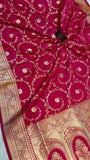 Rani Pink Banarasi Handloom Satin SIlk Saree - Aura Benaras