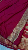 Rani Pink Banarasi Handloom Satin SIlk Saree - Aura Benaras