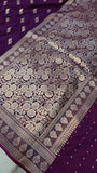 Purple Banarasi Handloom Satin SIlk Saree - Aura Benaras