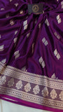 Purple Banarasi Handloom Satin SIlk Saree - Aura Benaras