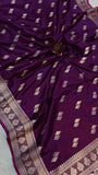 Purple Banarasi Handloom Satin SIlk Saree - Aura Benaras