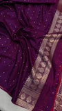 Purple Banarasi Handloom Satin SIlk Saree - Aura Benaras