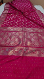 Rani Pink Banarasi Handloom Satin SIlk Saree - Aura Benaras