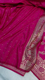 Rani Pink Banarasi Handloom Satin SIlk Saree - Aura Benaras