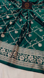 Bottel Green Banarasi Handloom Satin SIlk Saree - Aura Benaras