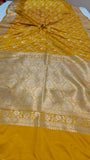 Yellow Banarasi Handloom Satin SIlk Saree - Aura Benaras