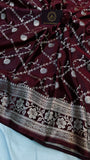 Brown Banarasi Handloom Satin SIlk Saree - Aura Benaras