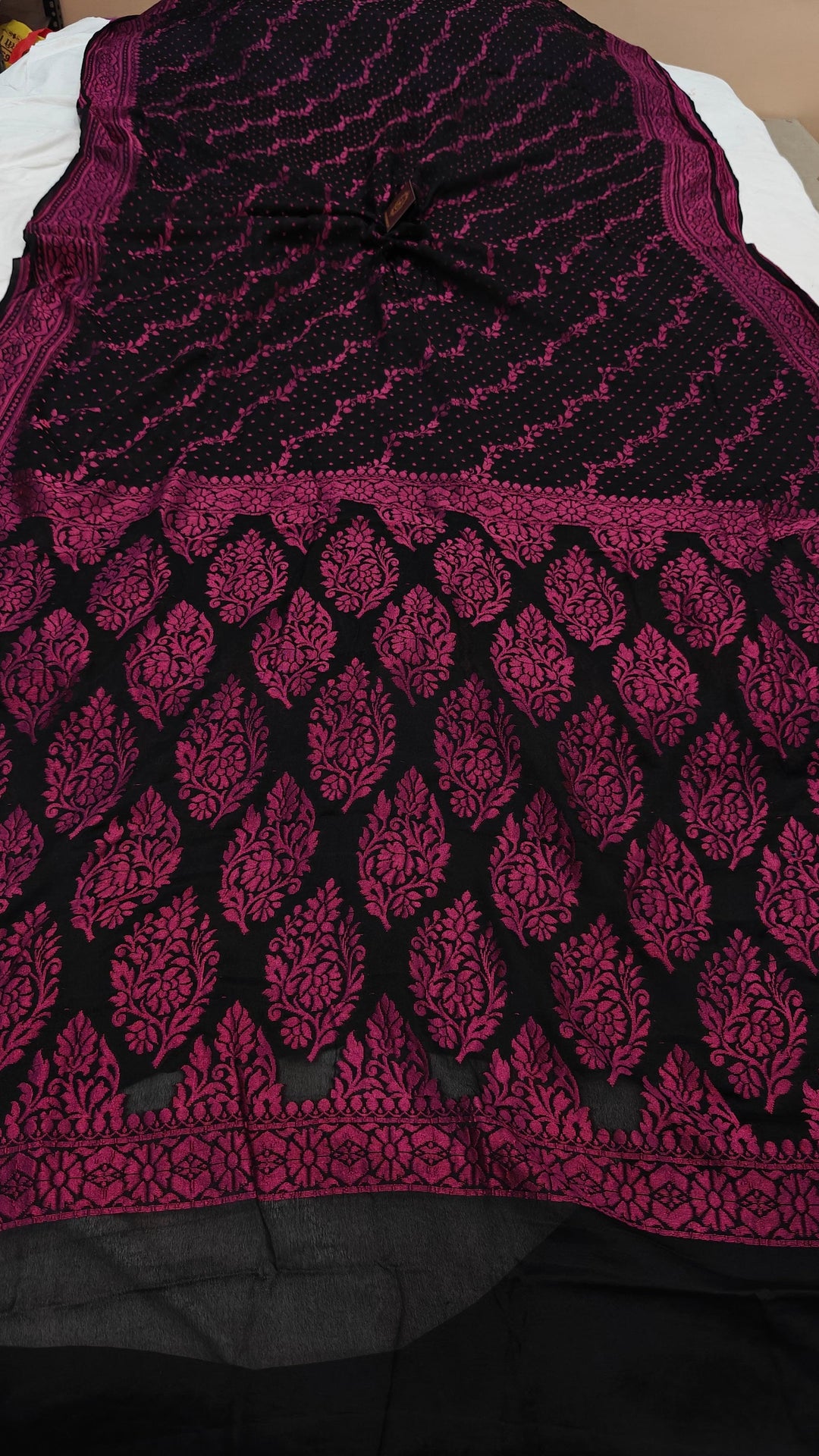 Black Shade Khaddi Chiffon Banarasi Handloom Saree - Aura Benaras