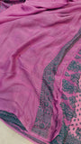 Lavender Shade Khaddi Chiffon Banarasi Handloom Saree - Aura Benaras