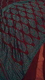 Maroon Shade Khaddi Chiffon Banarasi Handloom Saree - Aura Benaras