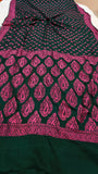 Bottle Green Shade Khaddi Chiffon Banarasi Handloom Saree - Aura Benaras