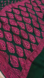 Bottle Green Shade Khaddi Chiffon Banarasi Handloom Saree - Aura Benaras