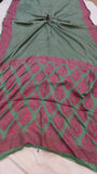 Greyish Green Shade Khaddi Chiffon Banarasi Handloom Saree - Aura Benaras