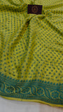 Parrot Green Shade Khaddi Chiffon Banarasi Handloom Saree - Aura Benaras