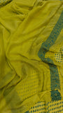 Parrot Green Shade Khaddi Chiffon Banarasi Handloom Saree - Aura Benaras