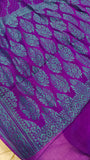 Purple Shade Khaddi Chiffon Banarasi Handloom Saree - Aura Benaras