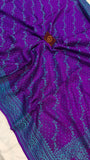 Purple Shade Khaddi Chiffon Banarasi Handloom Saree - Aura Benaras