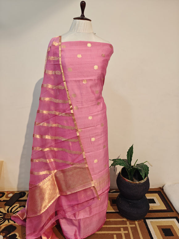 Pink Pure Banarasi Chiniya Silk Suit