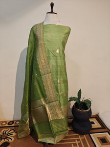 Pista Green Pure Silk Handwoven Banarasi Suit Set - Aura Benaras