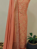 Peach Banarasi Khaddi Georgette Suit - Aura Benaras