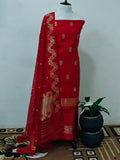 Red Pure Banarasi Chiniya SIlk Suit - Aura Benaras