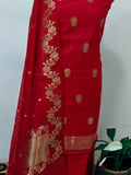 Red Pure Banarasi Chiniya SIlk Suit - Aura Benaras