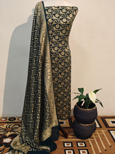 Black Banarasi Khaddi Georgette Suit - Aura Benaras