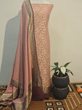 Pastel Pink Banarasi Khaddi Georgette Suit - Aura Benaras