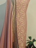 Pastel Pink Banarasi Khaddi Georgette Suit - Aura Benaras